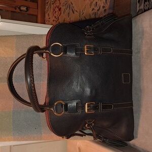 Dooney and Bourke Domed Satchel in Navy Florentine leather